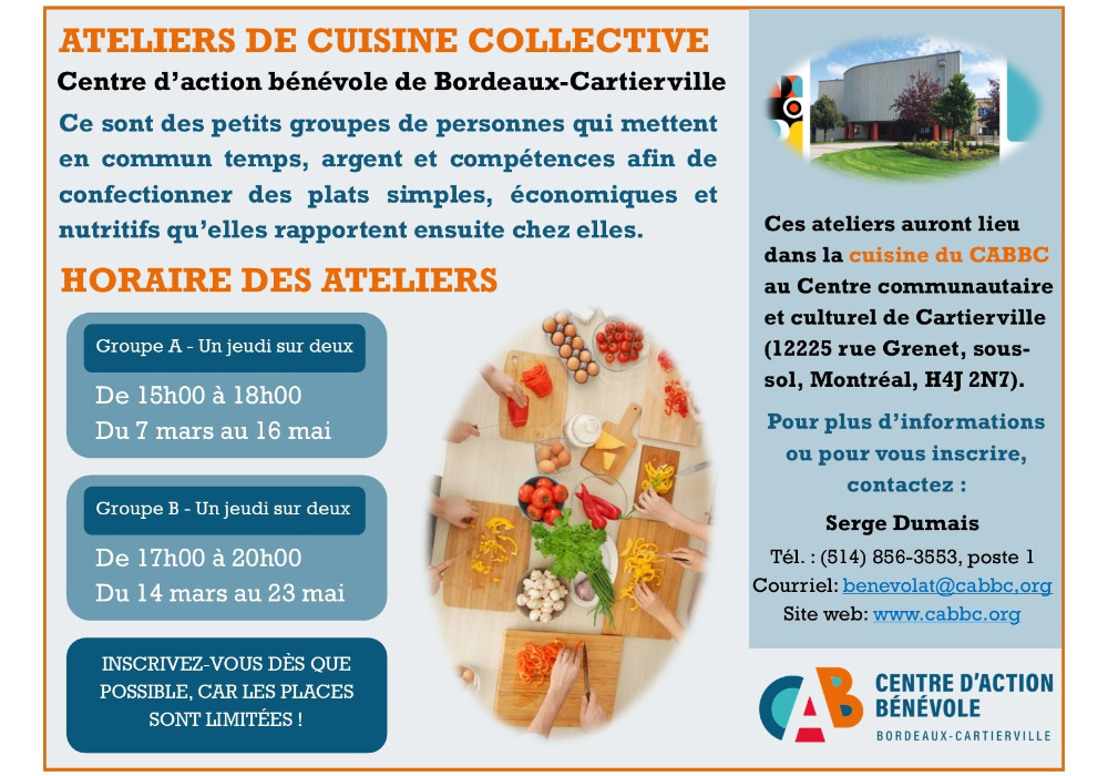 Ouverture de l’inscription aux ateliers de cuisine collective HIVER/PRINTEMPS 2024