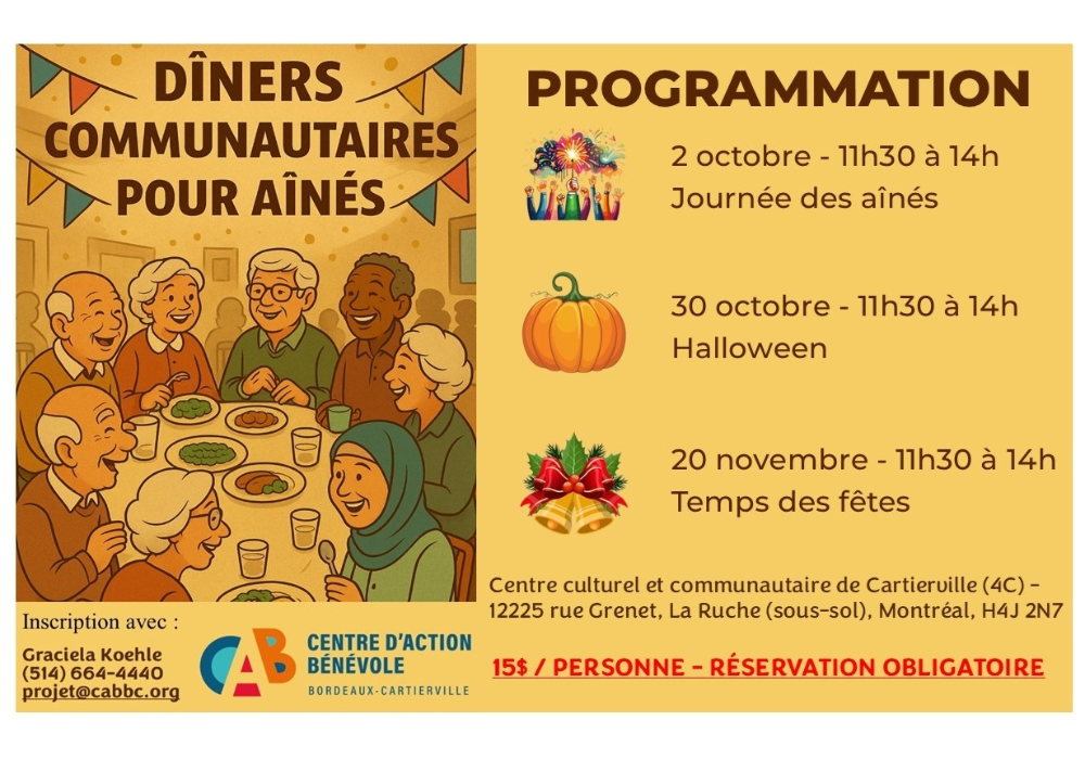 Lancement des diners communautaires - programmation automne 2025